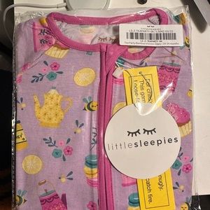 Brand new NWT Little Sleepies zippy in tea party print. Bamboo viscose